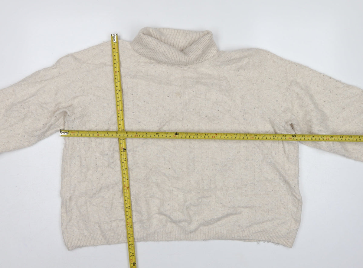 Tommy Hilfiger Women’s Ivory L Cable Knit Roll Neck Pullover Jumper