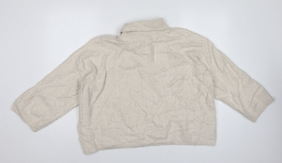 Tommy Hilfiger Women’s Ivory L Cable Knit Roll Neck Pullover Jumper