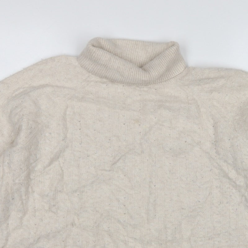 Tommy Hilfiger Women’s Ivory L Cable Knit Roll Neck Pullover Jumper
