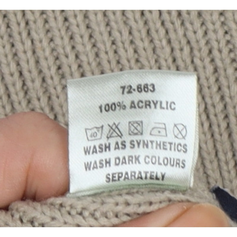 Blue Inc Men's Beige L Full Zip High Neck Rib Knit Acrylic Jumper