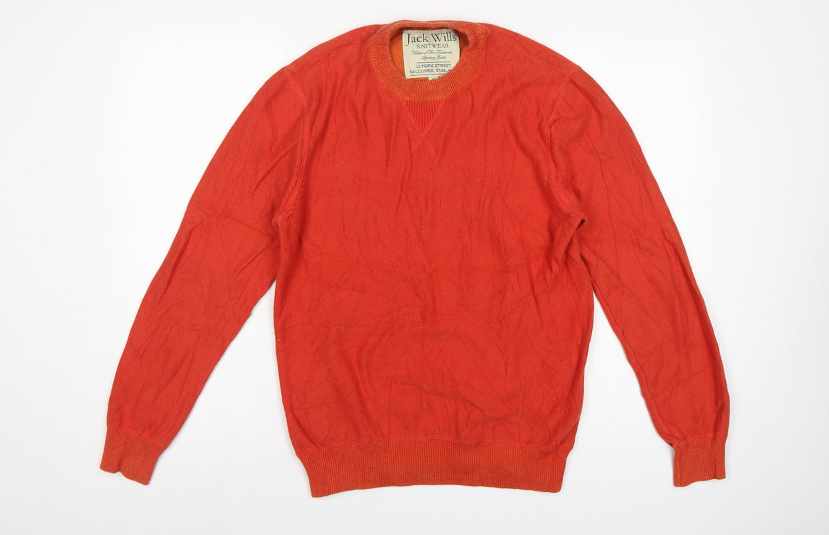 Jack Wills Men’s Orange M Cotton Crew Neck Pullover Jumper