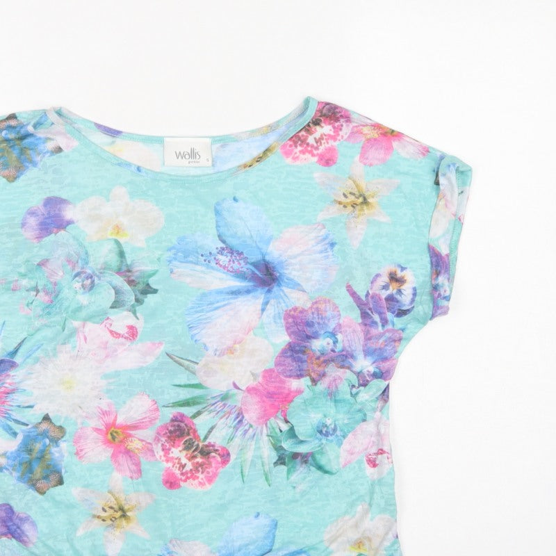 Wallis Women Multicoloured S Petite Floral Tie Front Cropped T-Shirt
