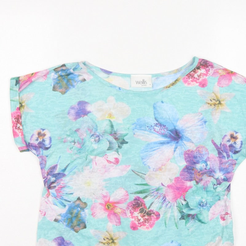 Wallis Women Multicoloured S Petite Floral Tie Front Cropped T-Shirt