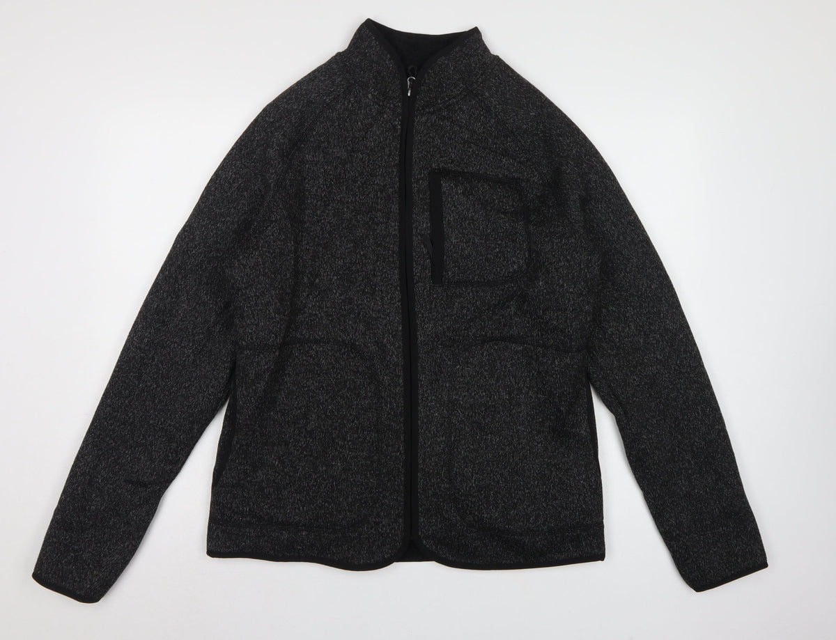 Marks and Spencer Men's Black Marl Fleece Jacket Small Full Zip