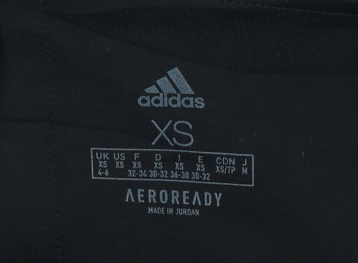 Adidas Women Black XS AEROREADY Side Stripe Skinny Leggings