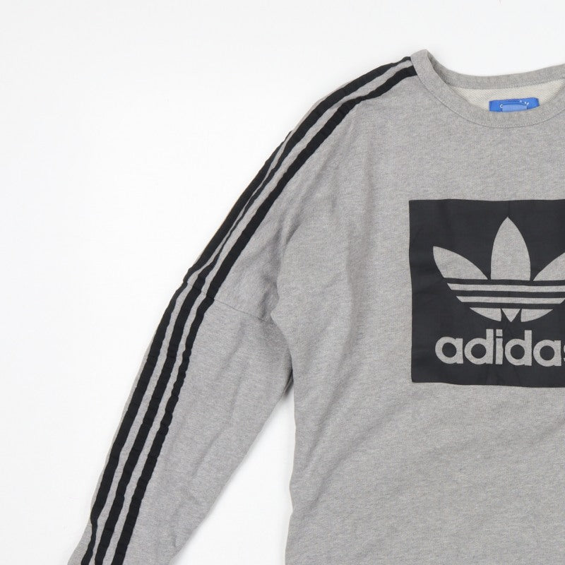 Adidas Men’s Grey XS Pullover Sweatshirt Trefoil Logo 3 Stripe