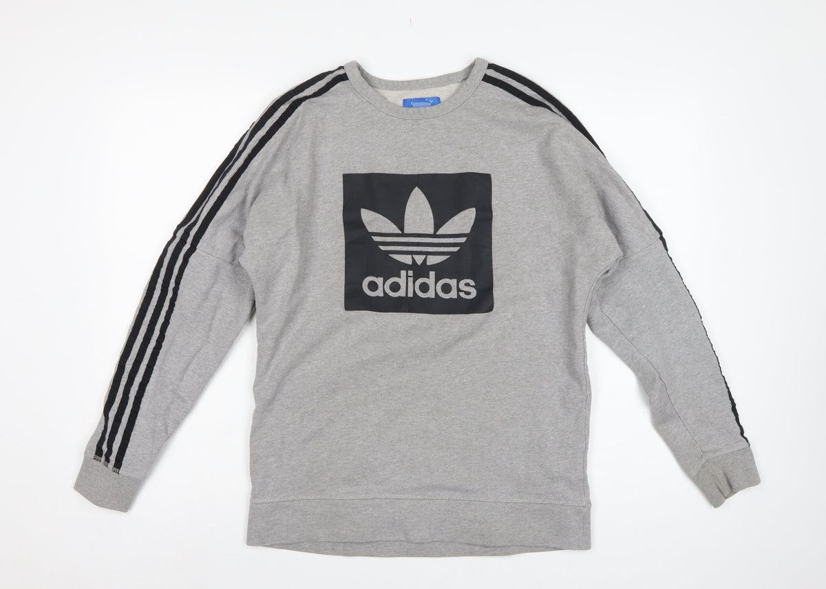 Adidas Men’s Grey XS Pullover Sweatshirt Trefoil Logo 3 Stripe