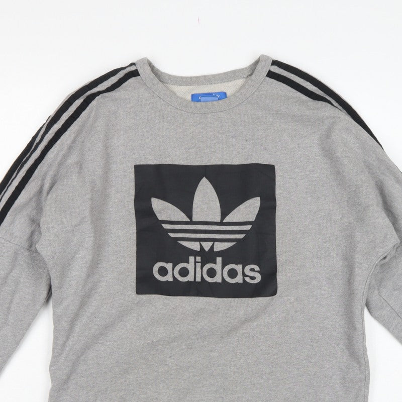Adidas Men’s Grey XS Pullover Sweatshirt Trefoil Logo 3 Stripe