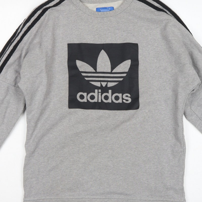 Adidas Men’s Grey XS Pullover Sweatshirt Trefoil Logo 3 Stripe