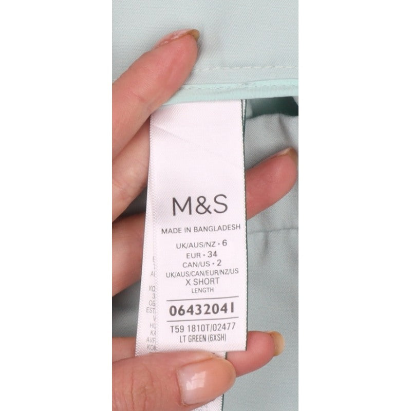 Marks & Spencer Women's Light Green UK 6 X Short Tapered Trousers
