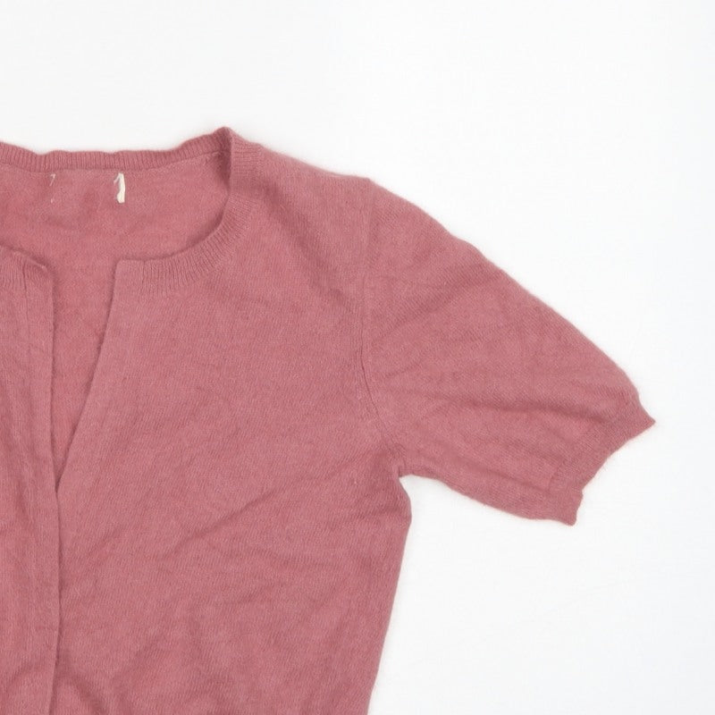 Next Women’s Pink Angora Blend Short Sleeve Open Cardigan UK 10