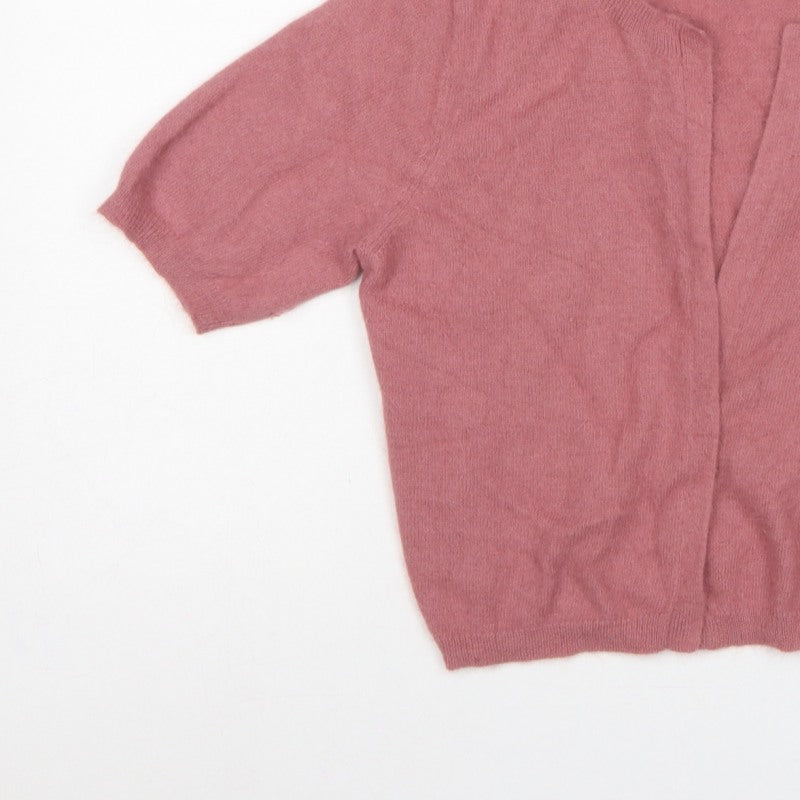 Next Women’s Pink Angora Blend Short Sleeve Open Cardigan UK 10