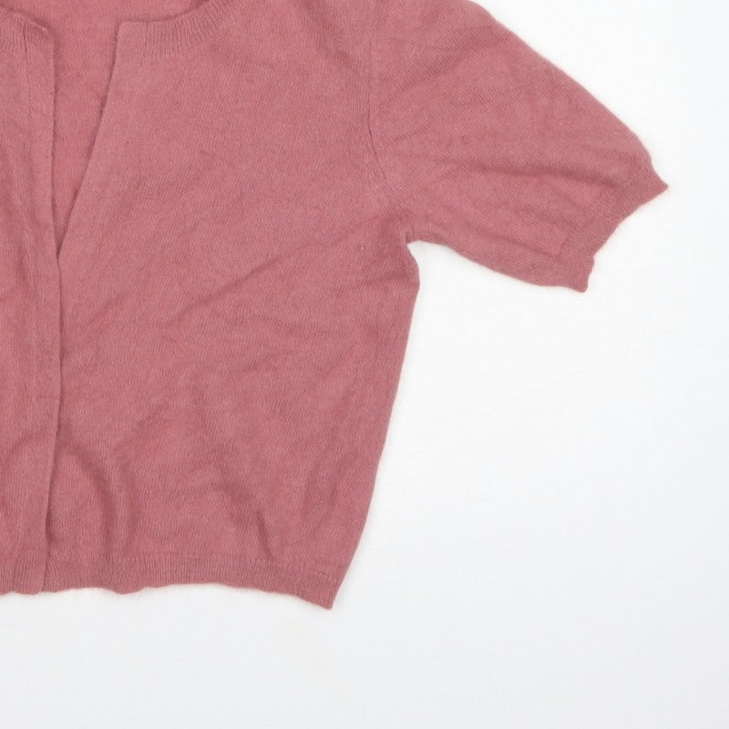 Next Women’s Pink Angora Blend Short Sleeve Open Cardigan UK 10