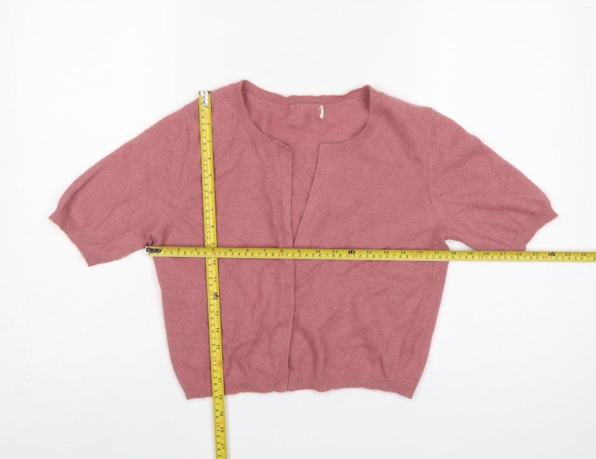 Next Women’s Pink Angora Blend Short Sleeve Open Cardigan UK 10