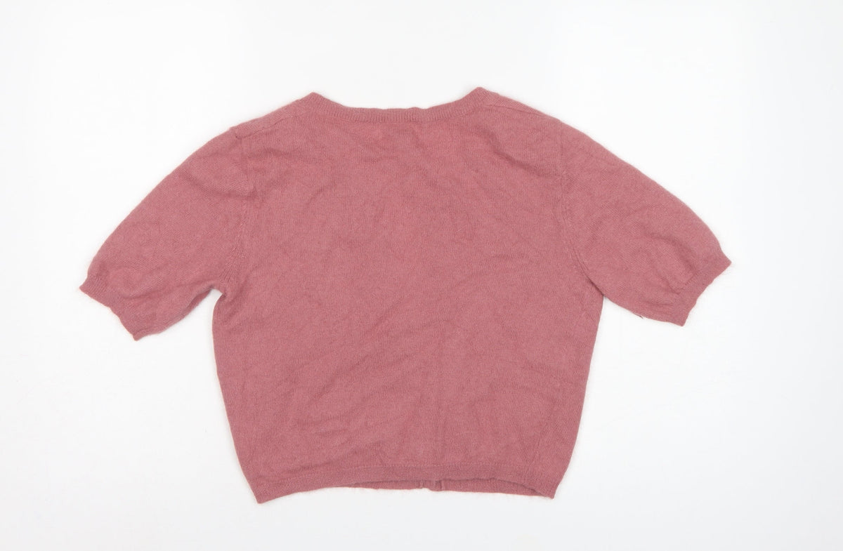 Next Women’s Pink Angora Blend Short Sleeve Open Cardigan UK 10