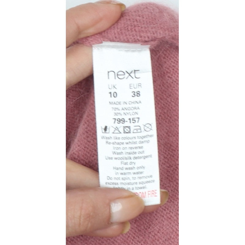 Next Women’s Pink Angora Blend Short Sleeve Open Cardigan UK 10
