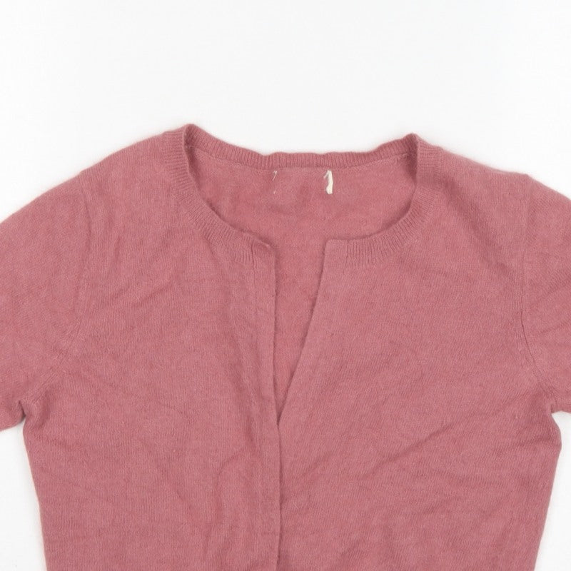 Next Women’s Pink Angora Blend Short Sleeve Open Cardigan UK 10