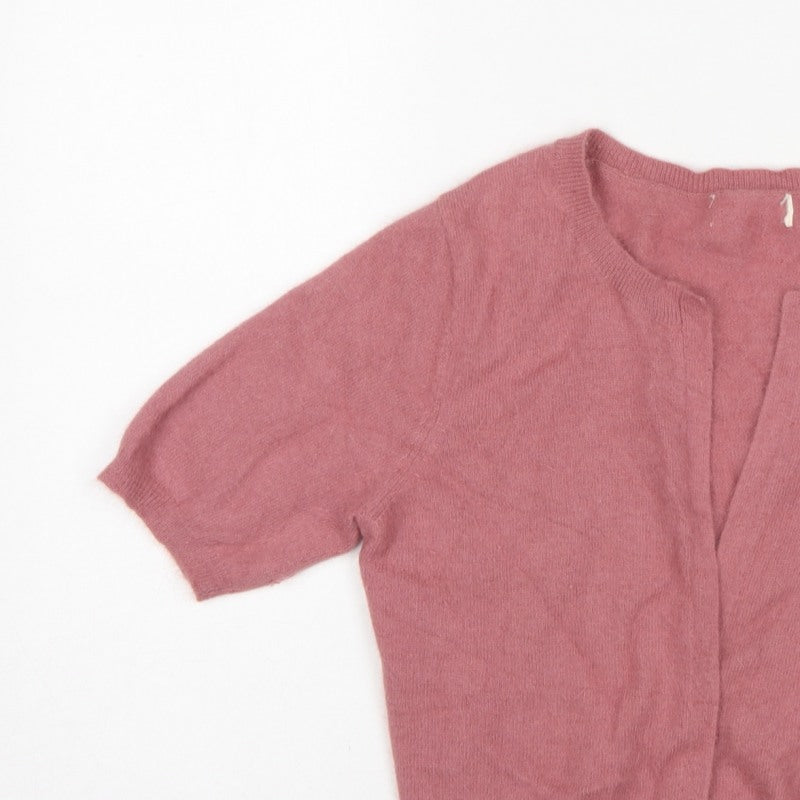 Next Women’s Pink Angora Blend Short Sleeve Open Cardigan UK 10