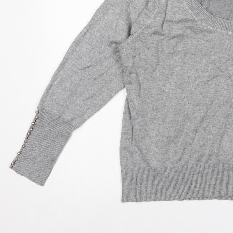 Windsmor Women Grey XL Scoop Neck Studded Cuff Knit Jumper