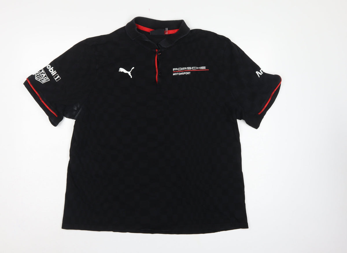 Puma Porsche Motorsport Men's Black L Logo Racing Polo Shirt
