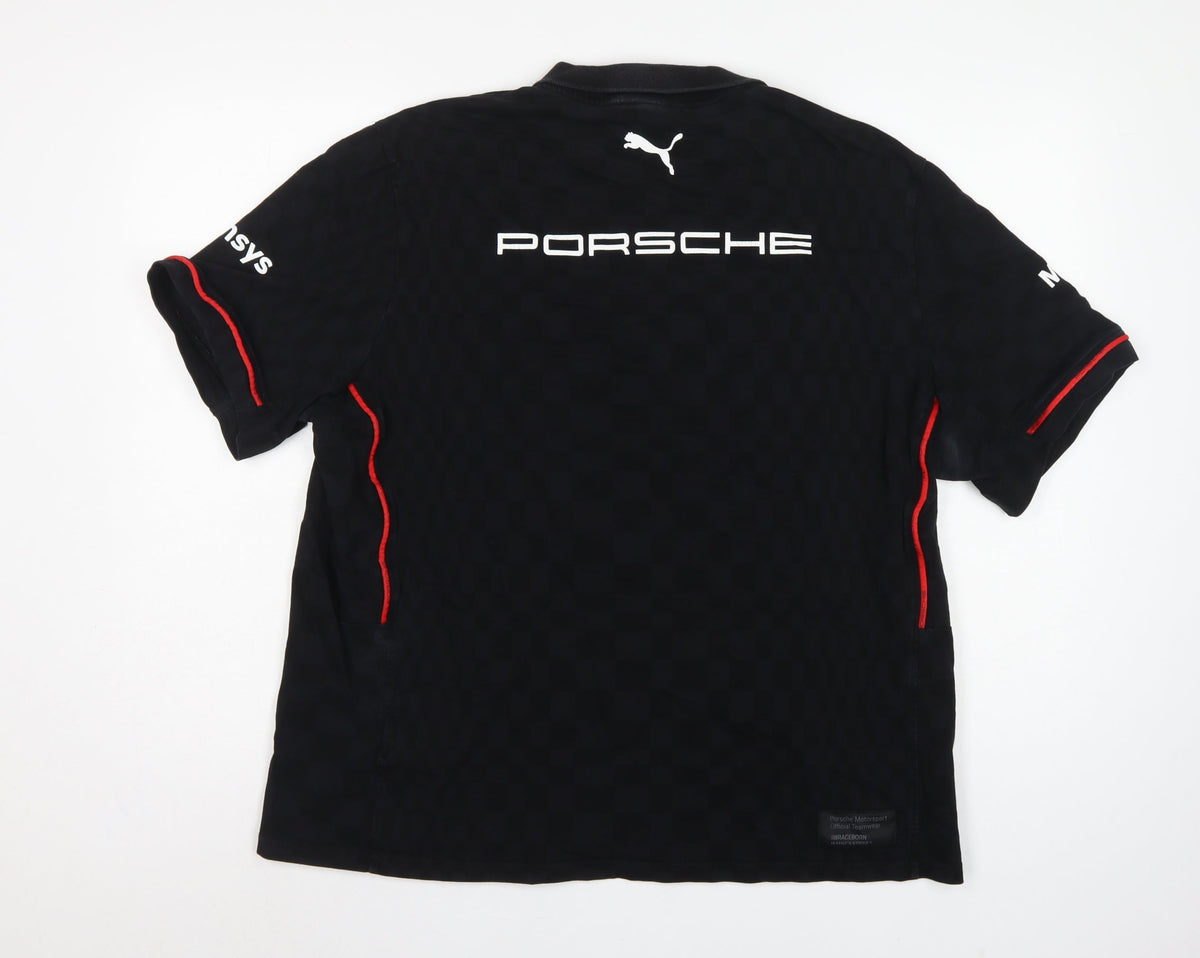 Puma Porsche Motorsport Men's Black L Logo Racing Polo Shirt