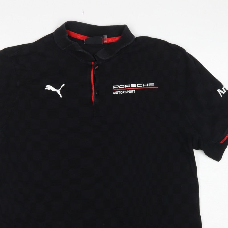 Puma Porsche Motorsport Men's Black L Logo Racing Polo Shirt