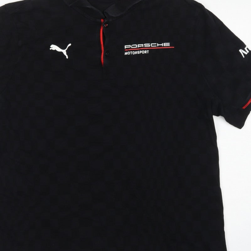 Puma Porsche Motorsport Men's Black L Logo Racing Polo Shirt