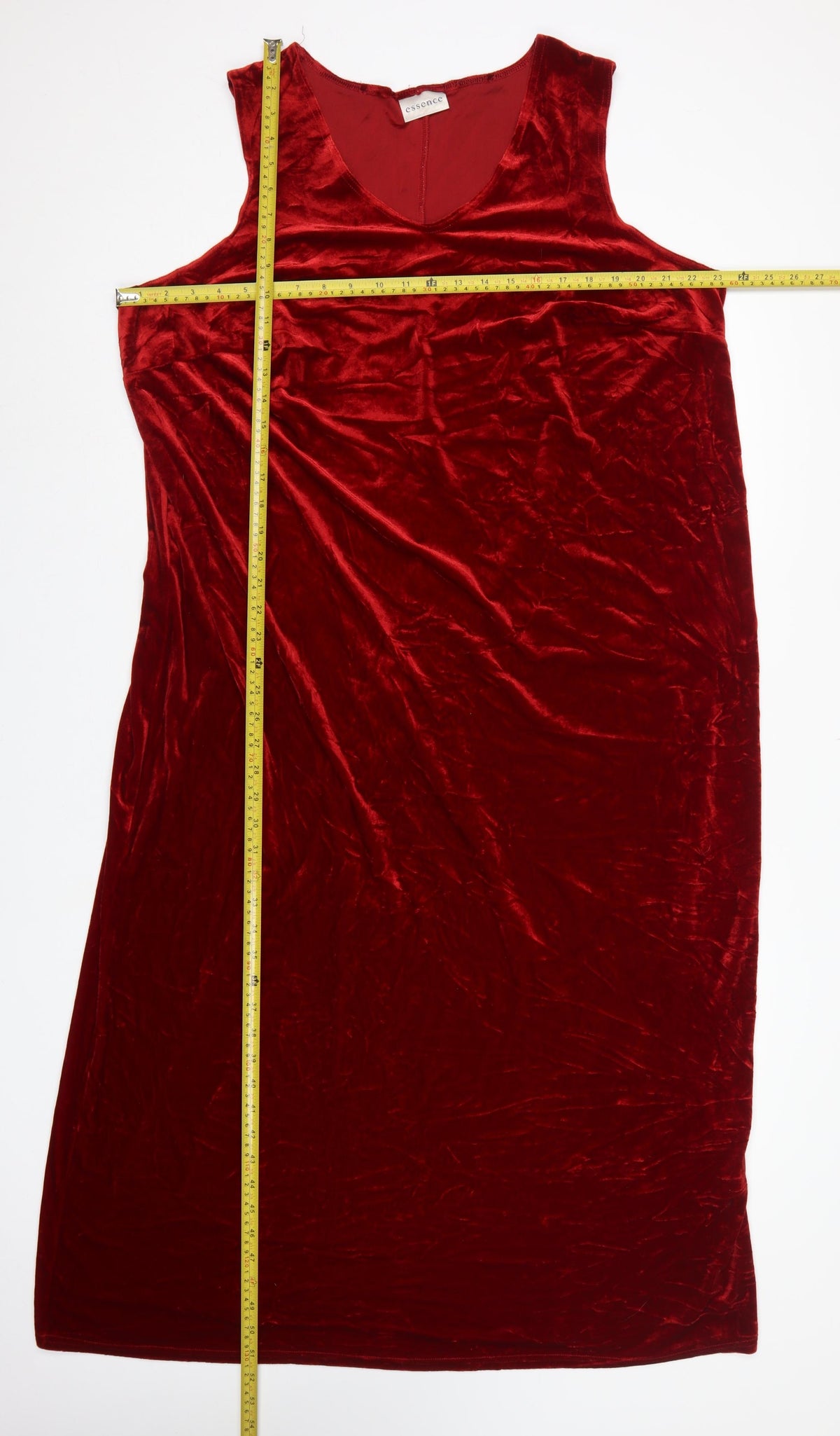 Essence Women Red Velvet UK 24 Sleeveless V-Neck Bodycon Party Dress