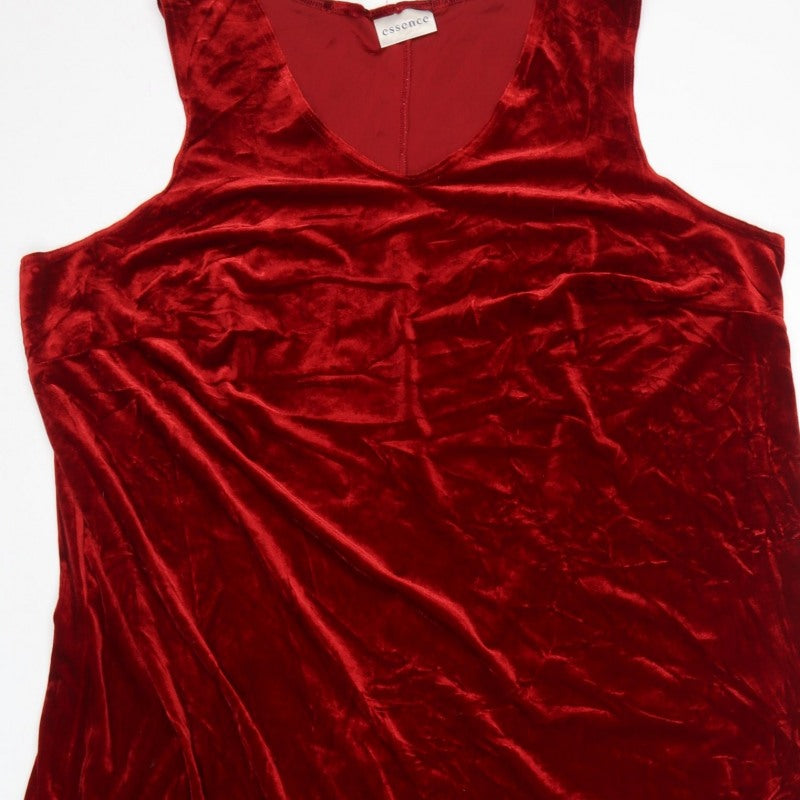 Essence Women Red Velvet UK 24 Sleeveless V-Neck Bodycon Party Dress
