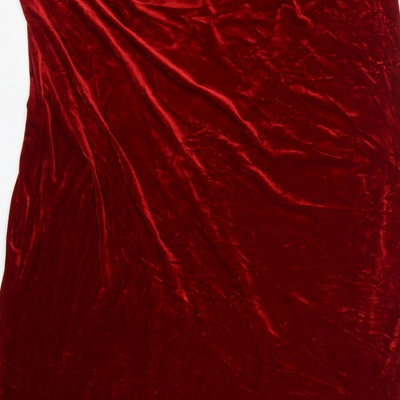 Essence Women Red Velvet UK 24 Sleeveless V-Neck Bodycon Party Dress