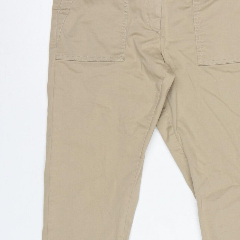 Per Una Women’s Beige Size 12 Cotton Stretch Carpenter Trousers