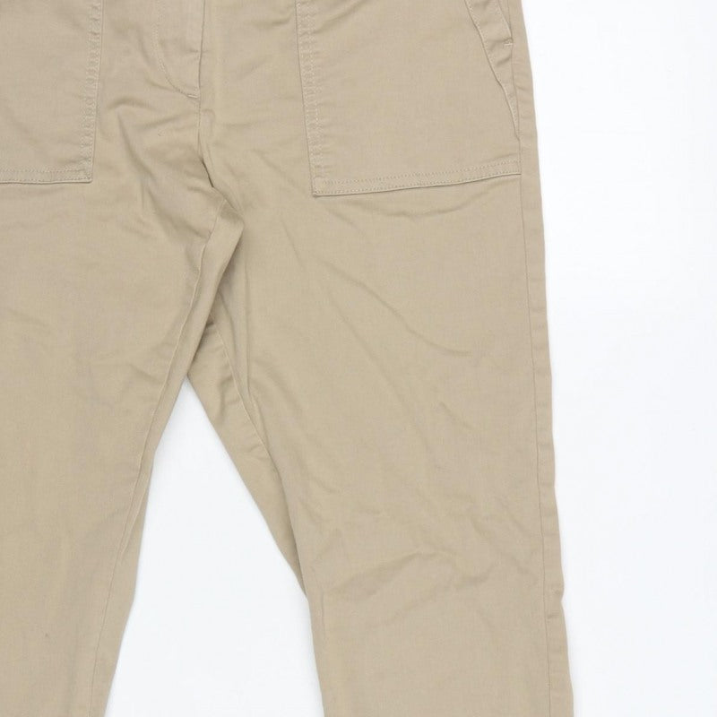 Per Una Women’s Beige Size 12 Cotton Stretch Carpenter Trousers