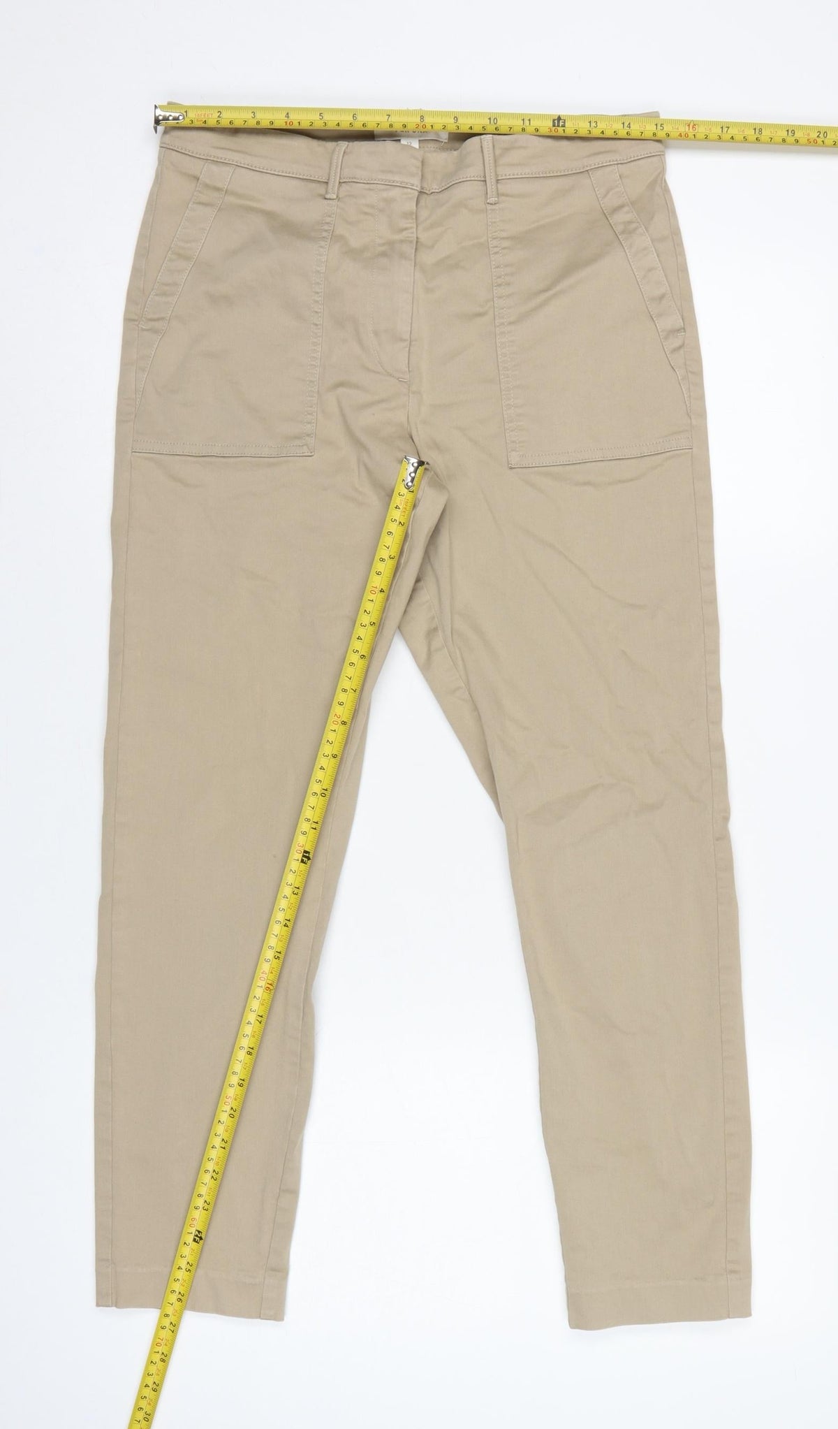 Per Una Women’s Beige Size 12 Cotton Stretch Carpenter Trousers