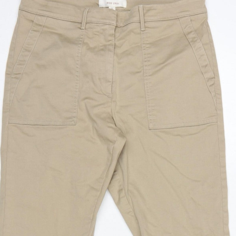 Per Una Women’s Beige Size 12 Cotton Stretch Carpenter Trousers