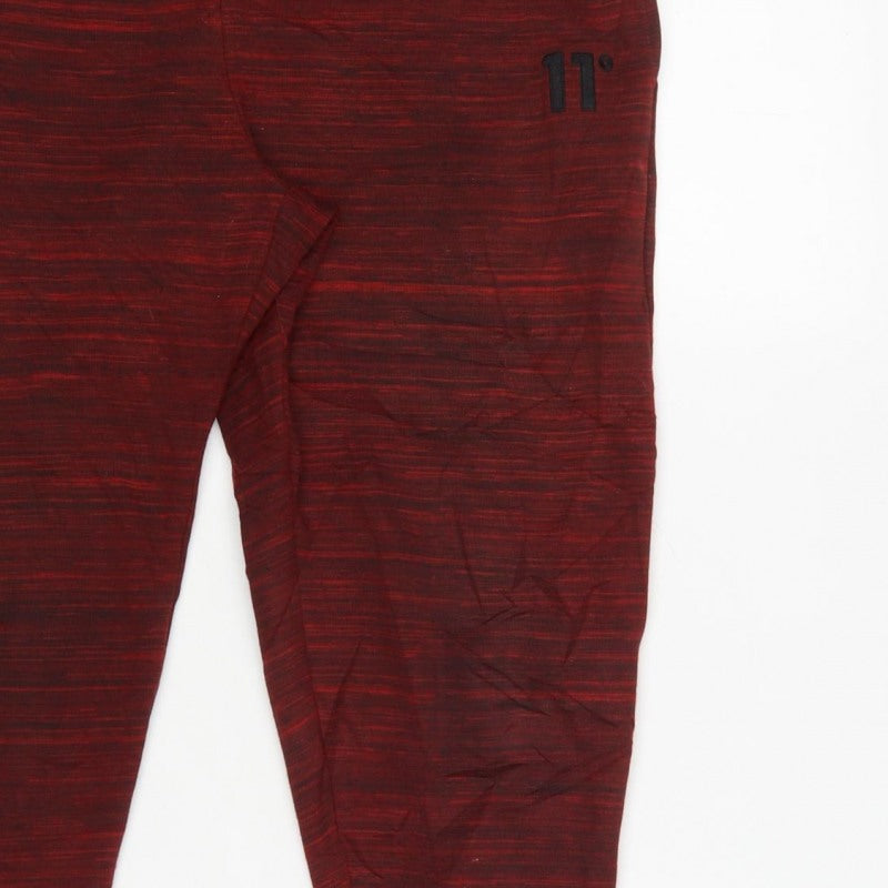 11° Men’s Red Marl Jogger Sweatpants Size S Elastic Waist Cuffed