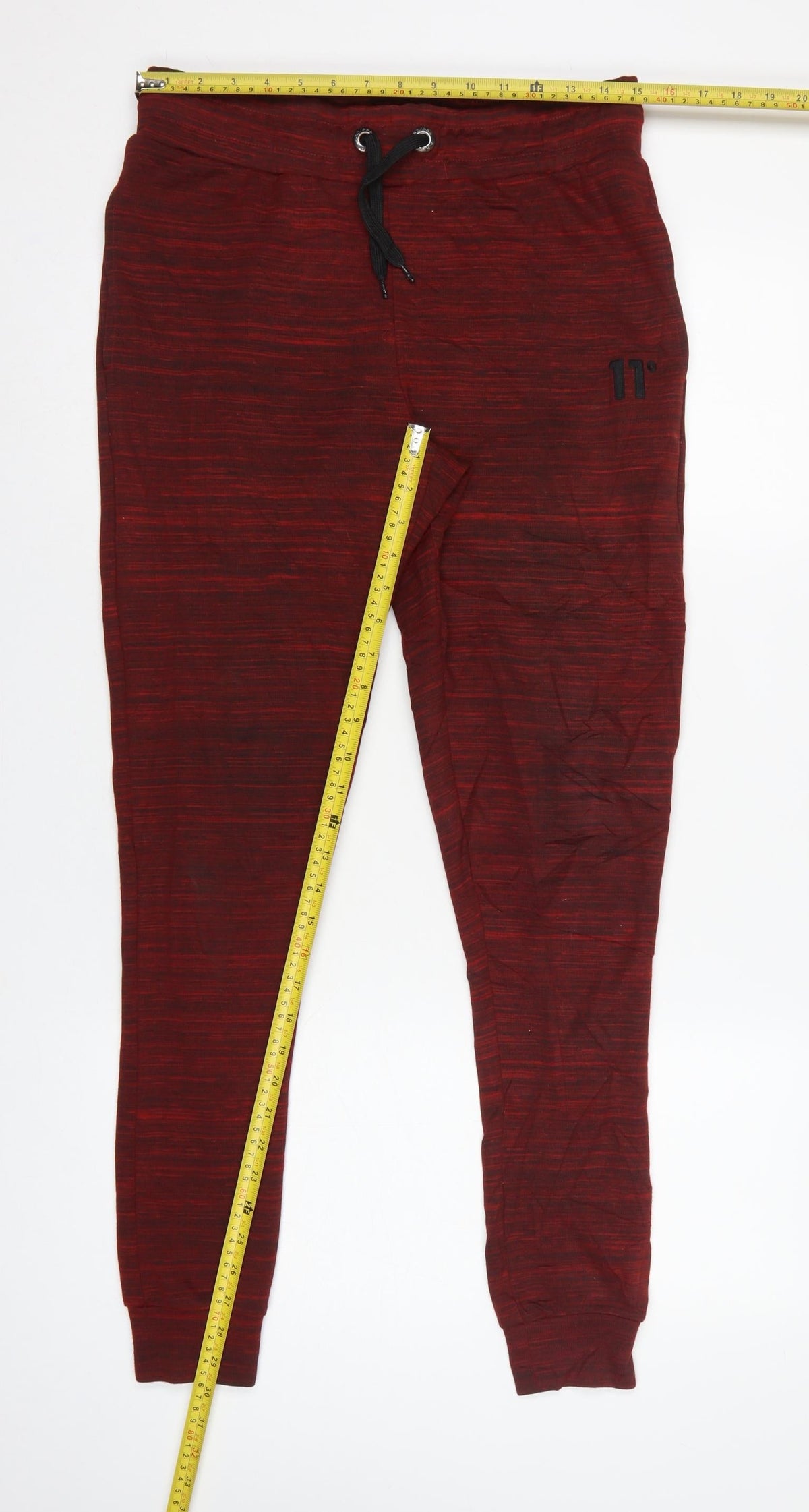 11° Men’s Red Marl Jogger Sweatpants Size S Elastic Waist Cuffed