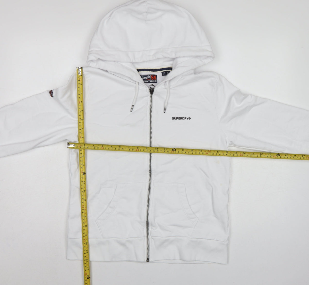 Superdry Women White UK 12 Full Zip Logo Hooded Hoodie