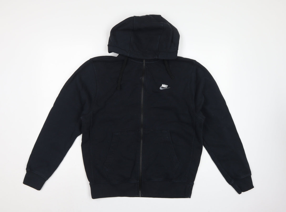 Nike Men's Black M Full Zip Hooded Fleece Sweatshirt Logo