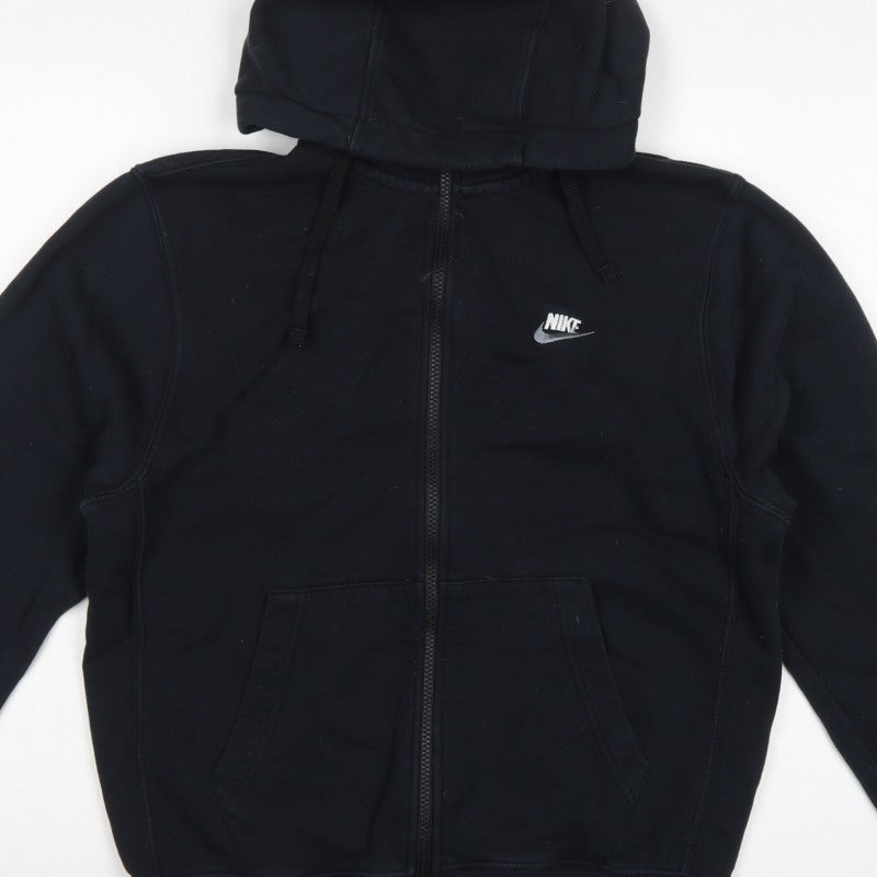 Nike Men's Black M Full Zip Hooded Fleece Sweatshirt Logo
