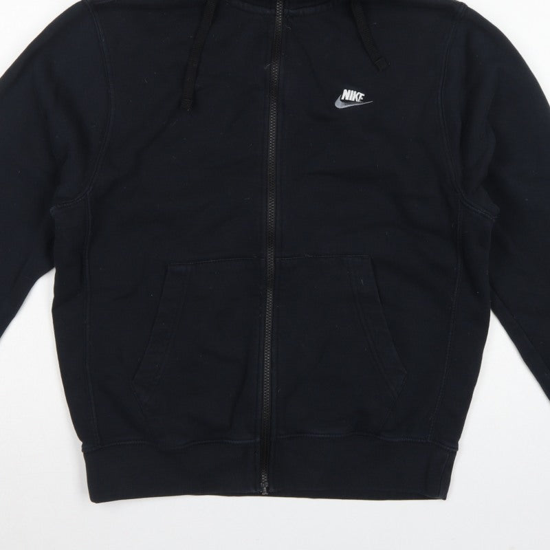 Nike Men's Black M Full Zip Hooded Fleece Sweatshirt Logo