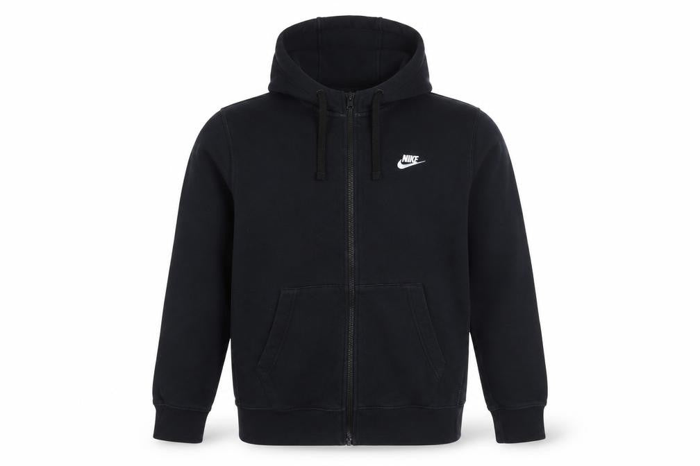 Nike Men's Black M Full Zip Hooded Fleece Sweatshirt Logo