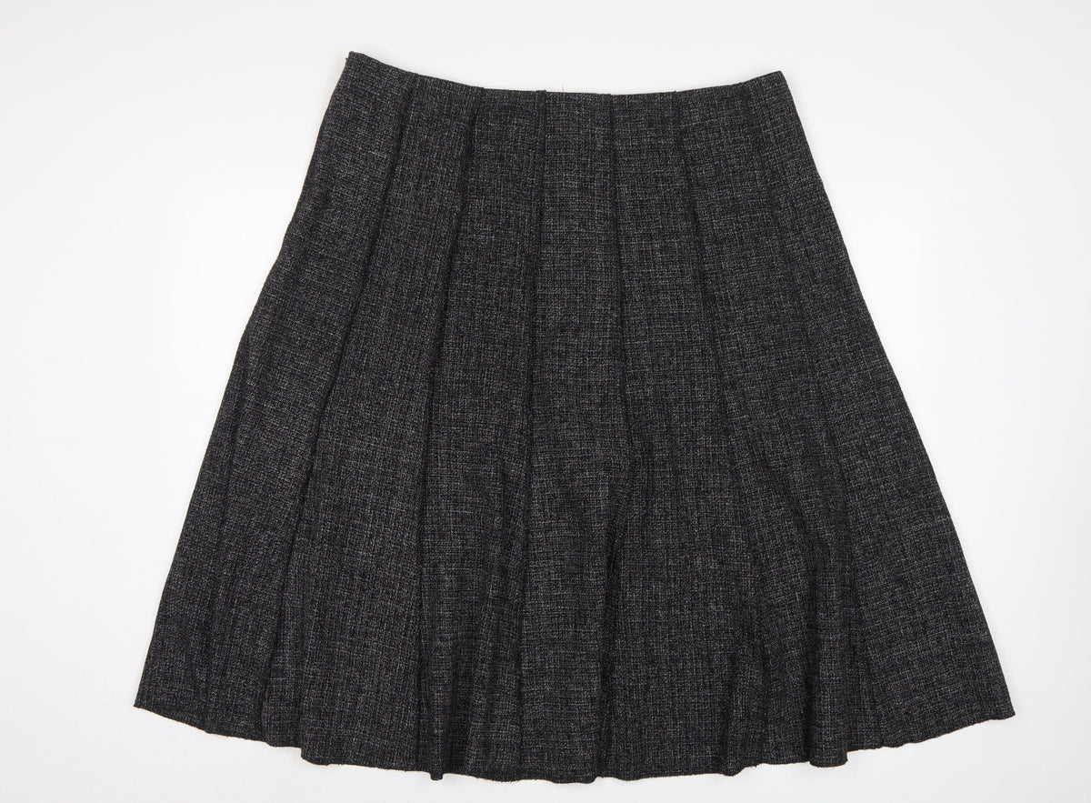 Claudia C Women’s Black UK 20 Pleated Knee Length Skirt