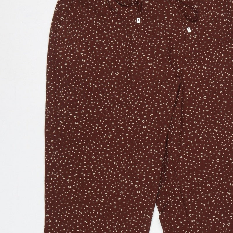 Damart Women Brown Animal Print Drawstring Trousers UK 14