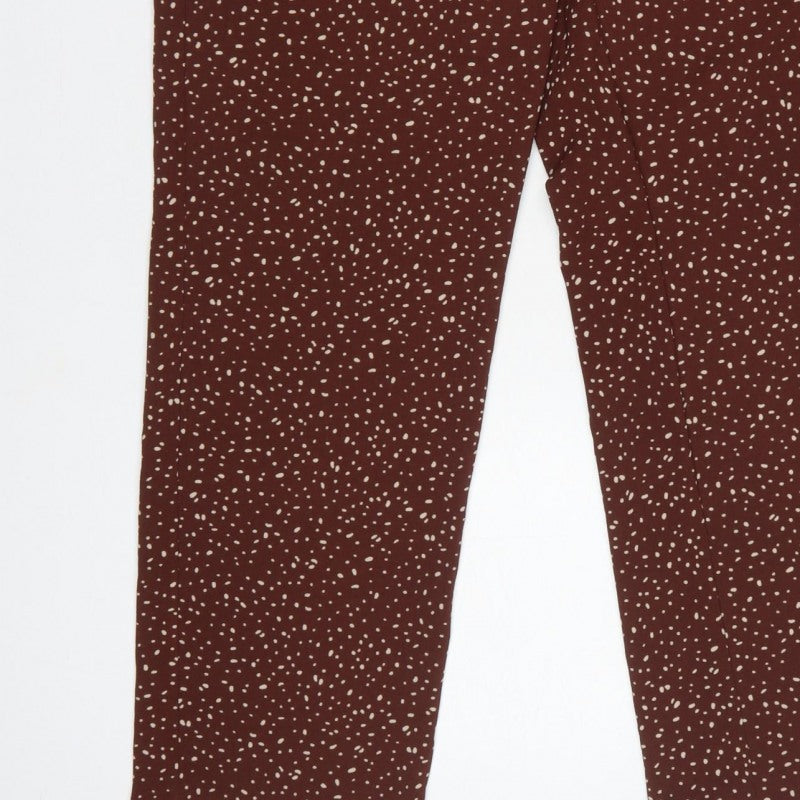 Damart Women Brown Animal Print Drawstring Trousers UK 14