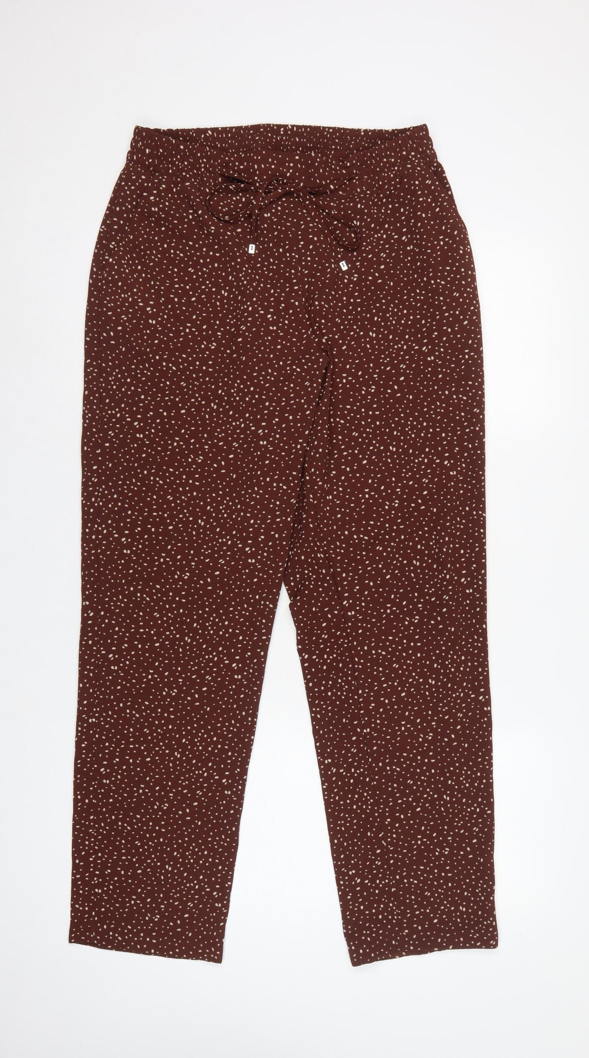 Damart Women Brown Animal Print Drawstring Trousers UK 14