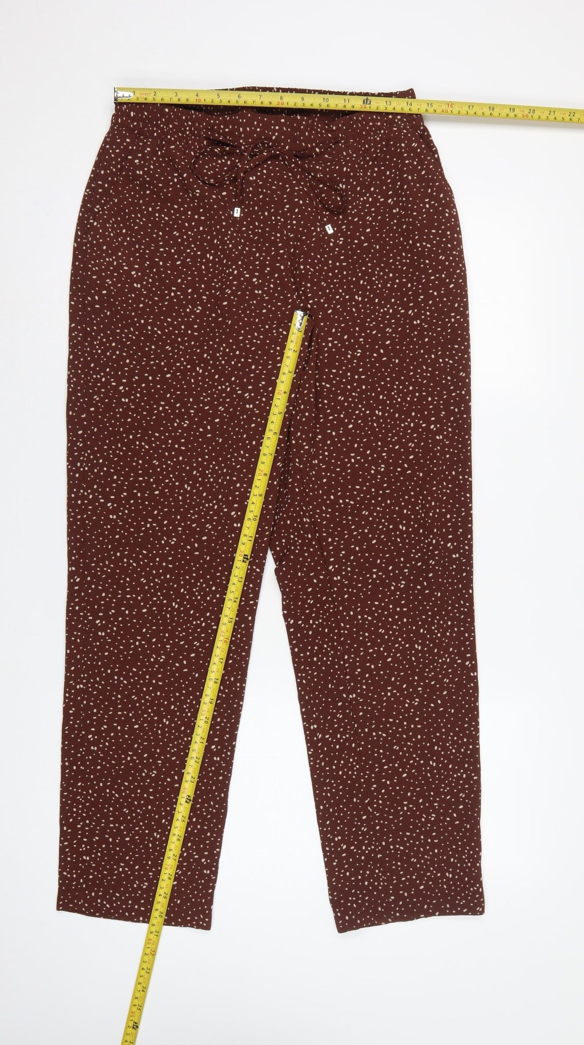 Damart Women Brown Animal Print Drawstring Trousers UK 14