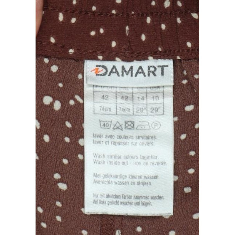 Damart Women Brown Animal Print Drawstring Trousers UK 14