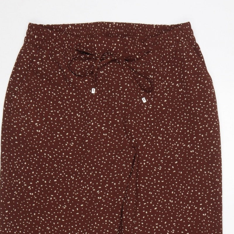 Damart Women Brown Animal Print Drawstring Trousers UK 14