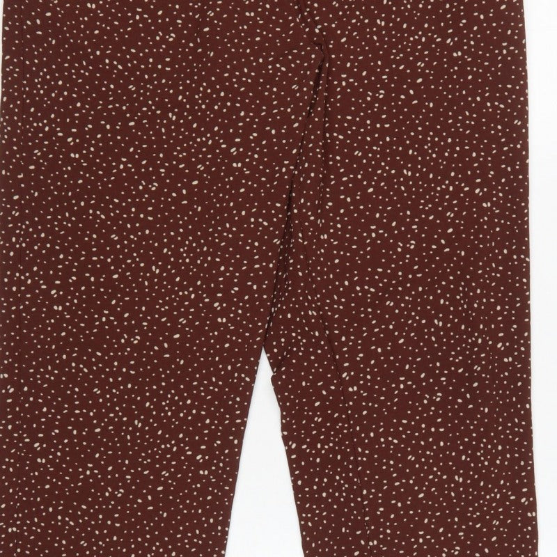 Damart Women Brown Animal Print Drawstring Trousers UK 14