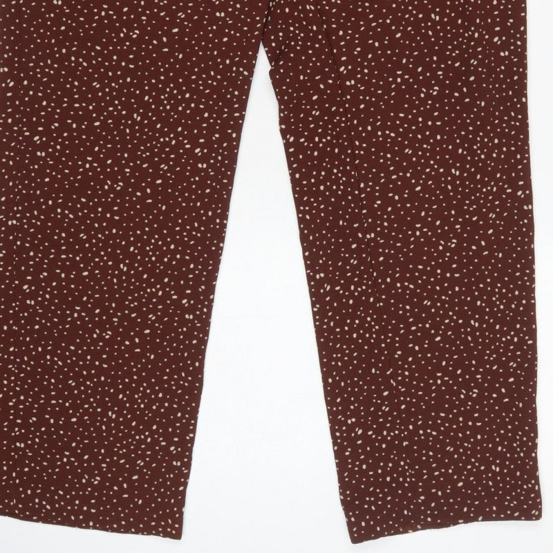 Damart Women Brown Animal Print Drawstring Trousers UK 14